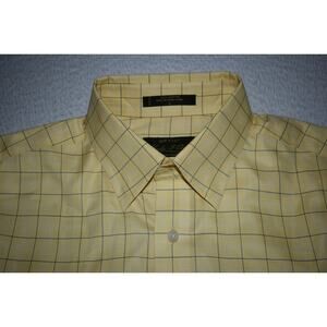 Orvis Country Dress Shirt Mens Size Large Classic Loose Cotton Yellow Blue Plaid